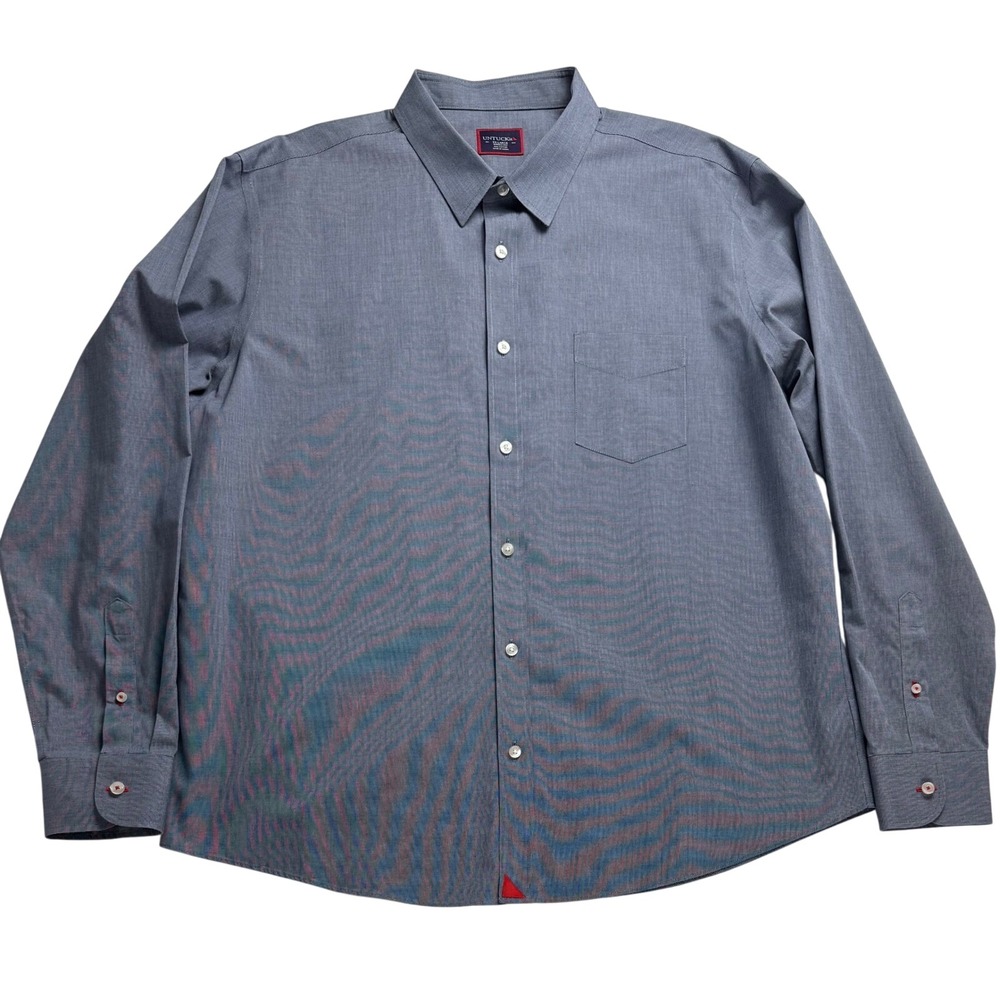UNTUCKit Mens XX Large Blue Wrinkle Free Button Down Shirt Regular Fit Cotton